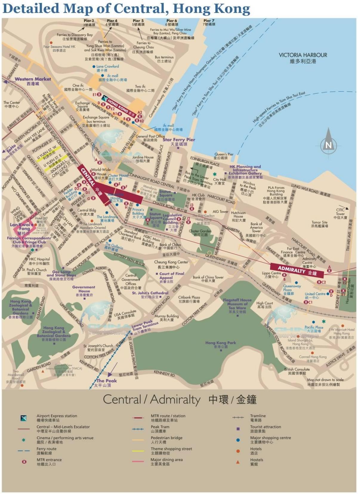 Hong Kong gitnang mapa