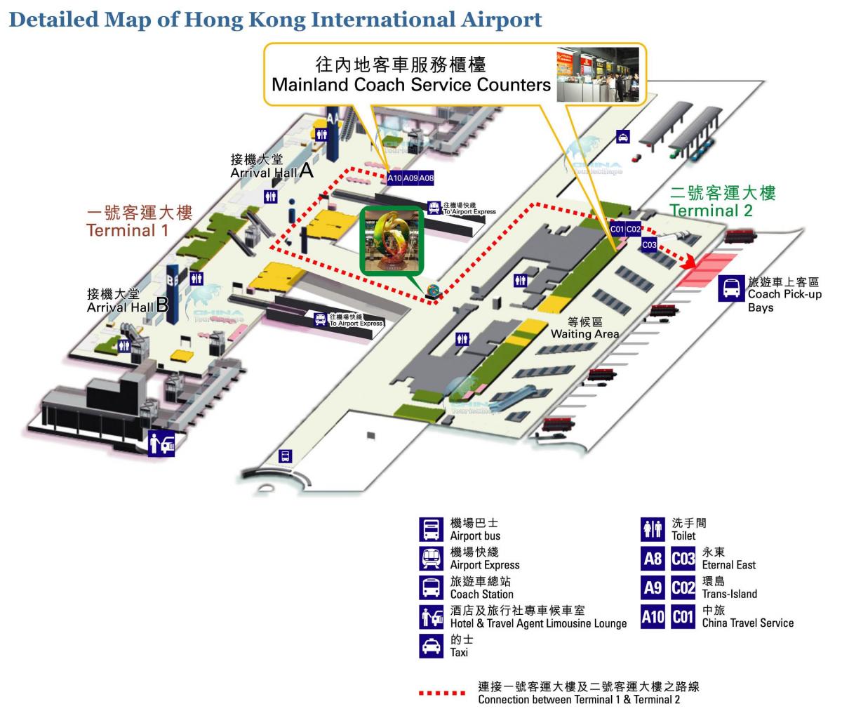 Hong Kong airport mapa terminal 1 2