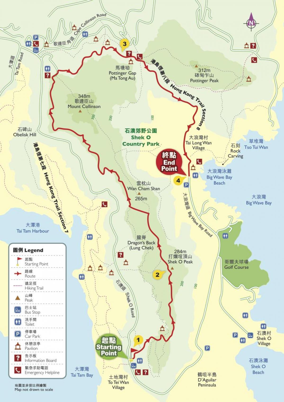 hiking mapa Hong Kong