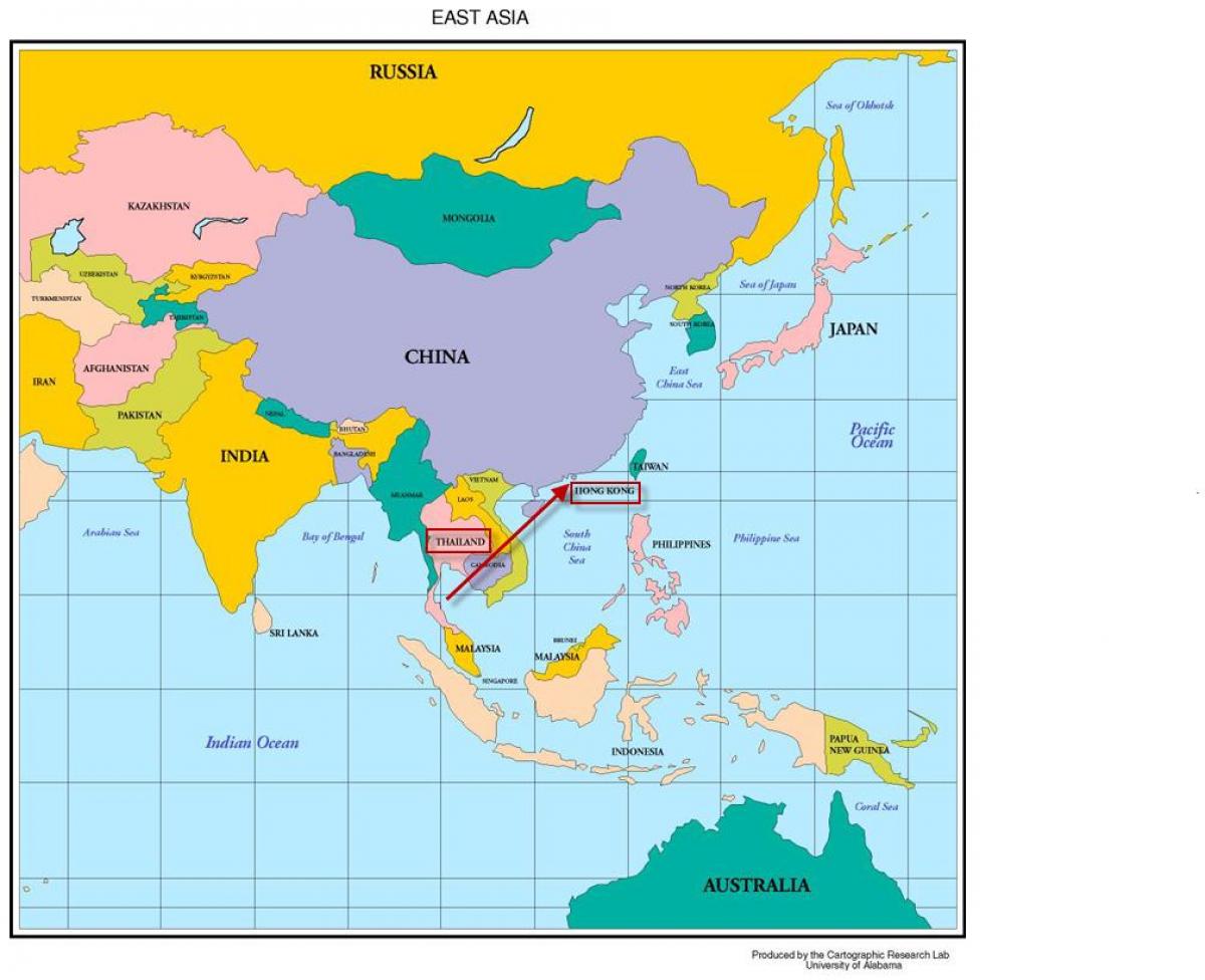Hong Kong sa mapa ng asia