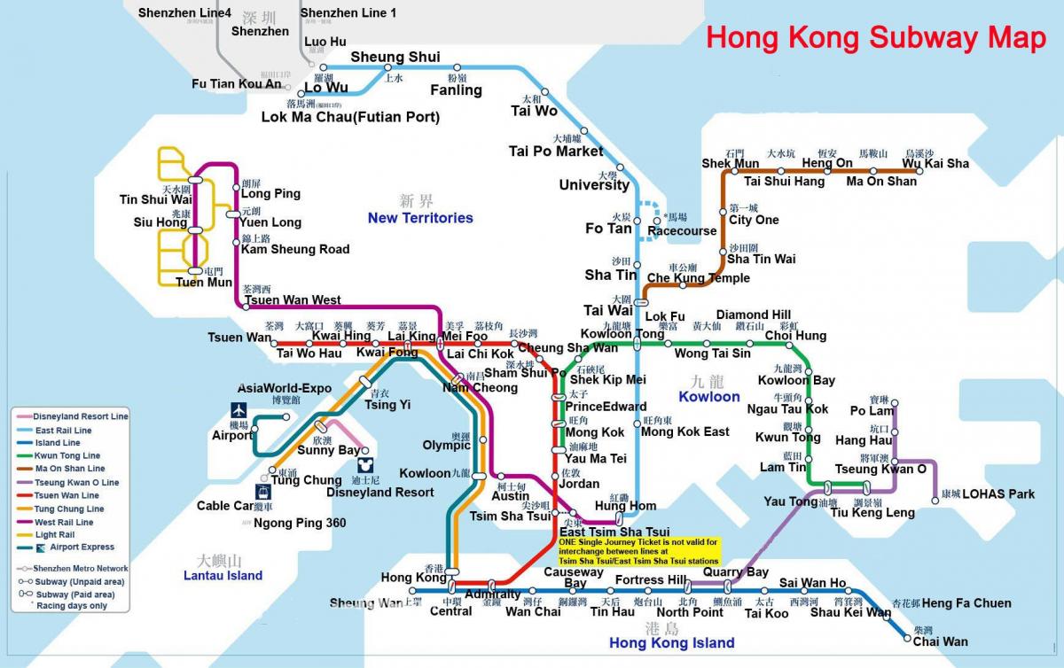 mapa ng subway sa Hong Kong
