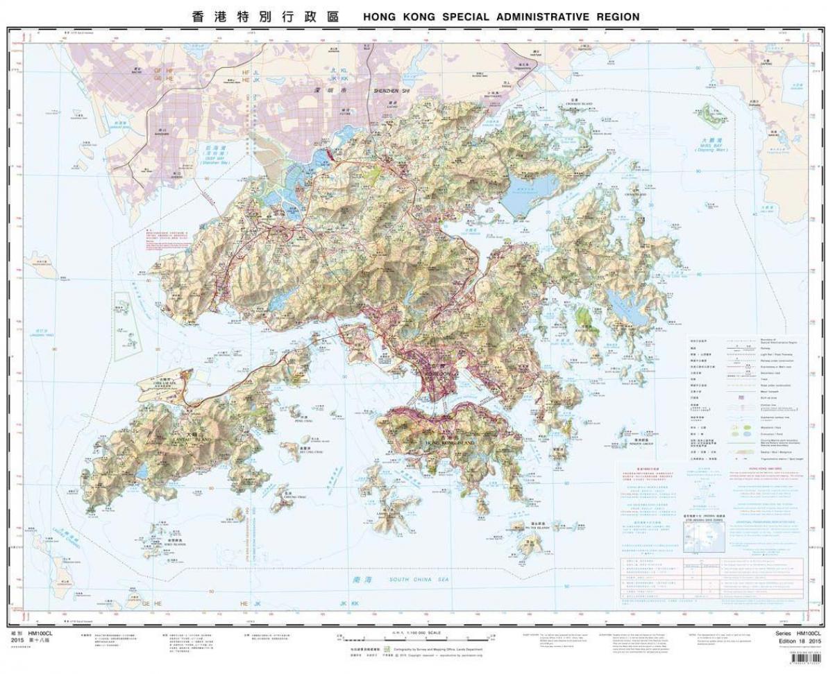 topographic mapa ng Hong Kong