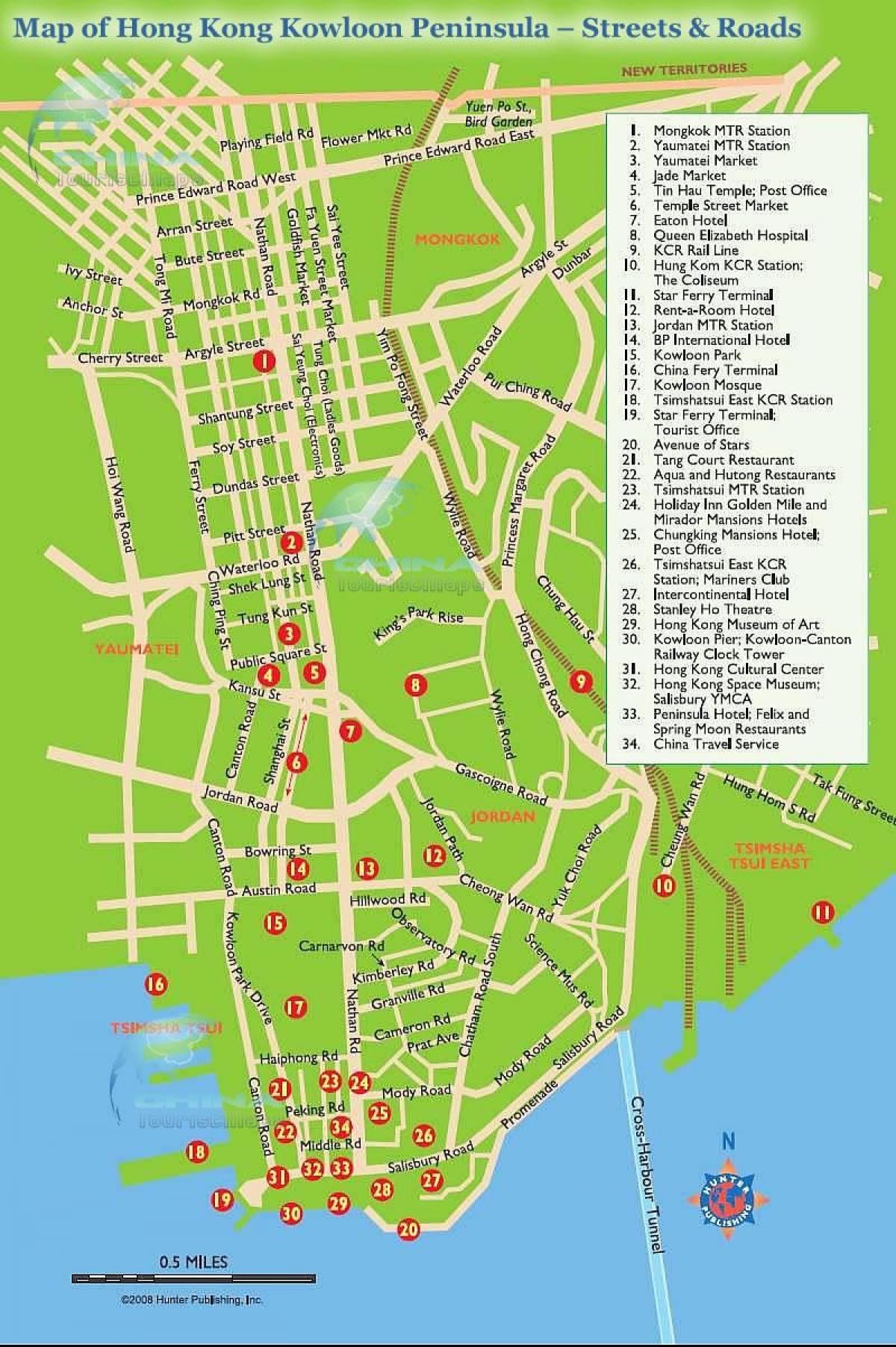 mapa ng Nathan road sa Hong Kong