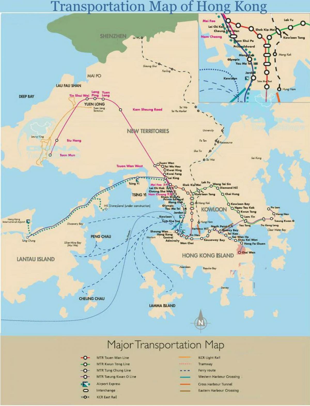 Hong Kong ferry ruta sa mapa