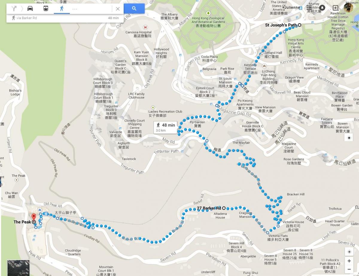 Hong Kong hiking trail mapa