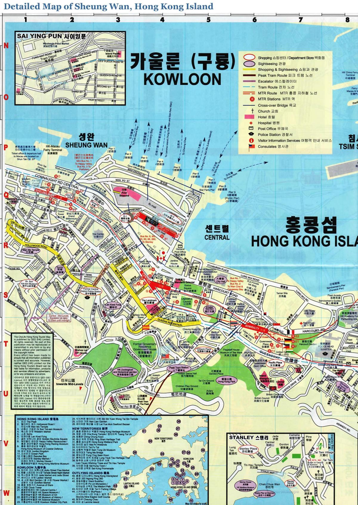 mapa ng Sheung Wan Hong Kong